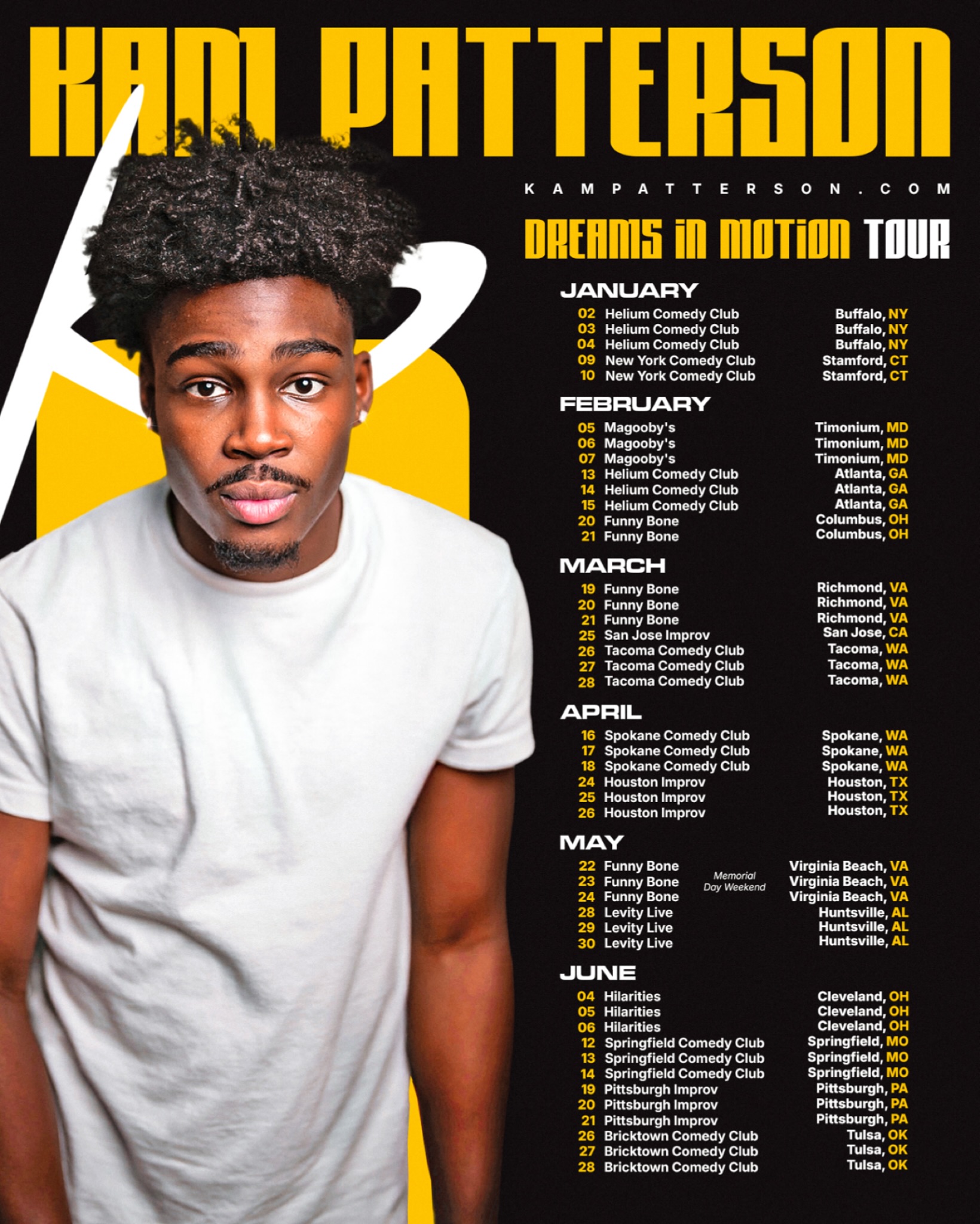 Kam Patterson Dreams in Motion Tour Poster 2026